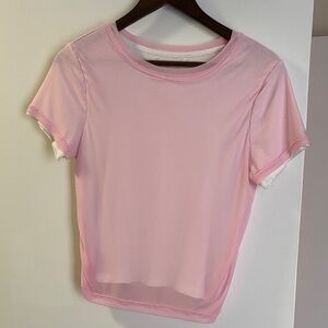Free People Pink Sheer w White Tee Women's Top